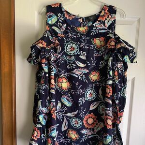 AX Paris Plus Floral Cold Shoulder Ruffle Dress